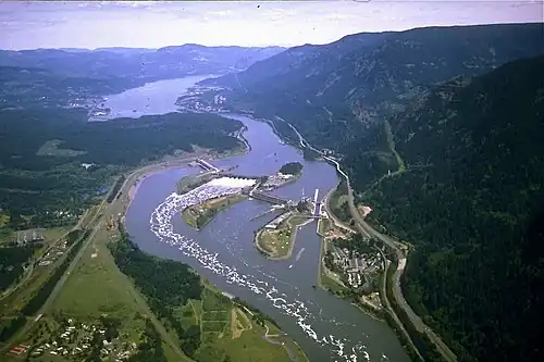Bonneville Dam, in the Columbia River Gorge