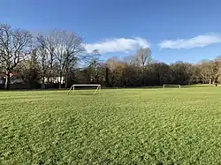 View of the football goalposts in Coulthard Park.