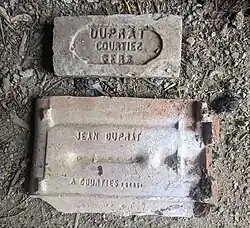 Brick and Tile embossed with "Dupart Courties Gers" and "Jean Dupart A Courties (Gers)" respectively