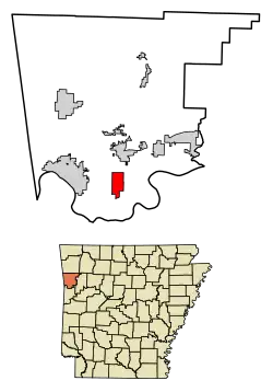Location of Kibler in Crawford County, Arkansas.
