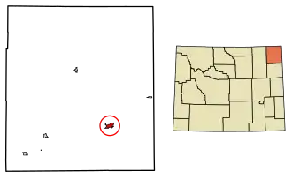 Location of Sundance in Crook County, Wyoming.