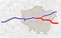 Map of the 3rd phase of Crossrail 2018