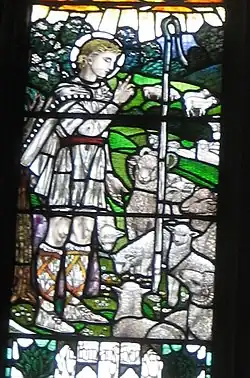Cuthmann the shepherd from a window in the south aisle of St Andrew's, Steyning