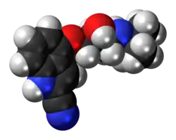 Space-filling model of the cyanopindolol molecule