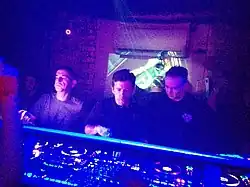 From left: DJ Hype, Matrix, and Futurebound performing at Egg London in November 2018.
