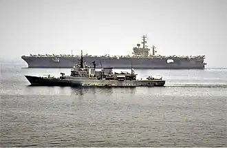 Libeccio alongside USS Nimitz 29 July 2005.