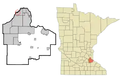 Location of the city of Mendota within Dakota County, Minnesota
