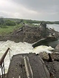 The Karlivka Reservoir after Russian shelling, 25 May 2023