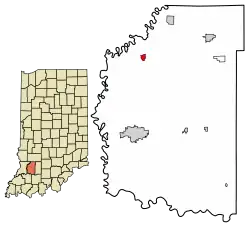 Location of Plainville in Daviess County, Indiana.