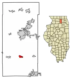Location of Waterman in DeKalb County, Illinois.