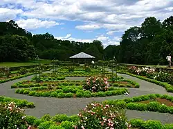 The rose parterre at Deep Cut Gardens, a public botanical gardens in Middletown which was formerly the estate of mobster Vito Genovese.[64]
