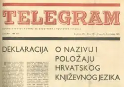 Photograph of the front page of the Telegram newspaper