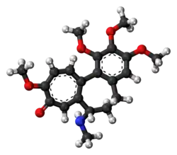 Ball-and-stick model of the demecolcine molecule