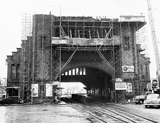 The castle-like railroad stations with its turrets removed