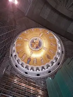 Biggest mosaic of Ascension of Jesus in Christian world which weighs 40 tons in central dome of Saint Sava Cathedral in Belgrade