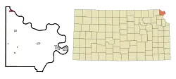 Location within Doniphan County and Kansas