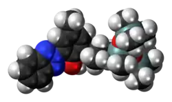 Space-filling model of the drometrizole trisiloxane molecule