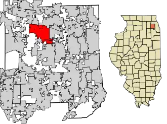 Location of Carol Stream in DuPage County, Illinois