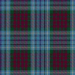 A fairly complex divided-check tartan primarily of azure, maroon, and green with white and black over-checks