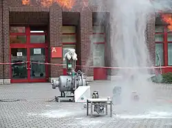 Aftermath of explosion, with unburned flour on the ground