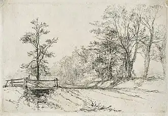 etching: Whitlingham Lane by Trowse