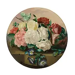 ELOISE HARRIET STANNARD (BRITISH 1829-1915) STILL LIFE OF ASSORTED ROSES ON A LEDGE Signed and indistinctly dated, oil on canvas,