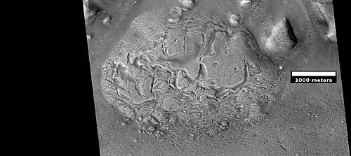 Wide view of brain terrain being formed, as seen by HiRISE under HiWish program