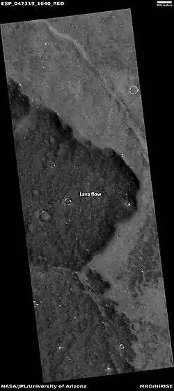 Lava flow, as seen by HiRISE under HiWish program