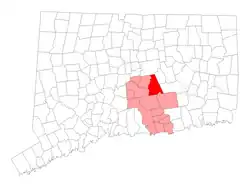 East Hampton's location within Middlesex County and Connecticut