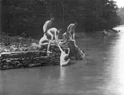 Eakins' students swimming naked in Dove Lake, c.&nbsp;1883–84
