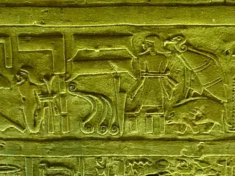 Complex hieroglyphs; (Note the "Sky"/Heaven hieroglyph: in a stylized form)