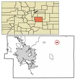 Location of the Town of Calhan in El Paso County, Colorado
