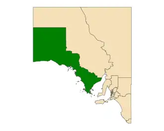 Map of South Australia with electoral district of Flinders highlighted