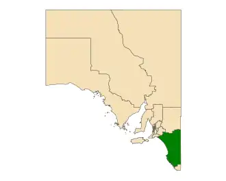 Map of South Australia with electoral district of MacKillop highlighted
