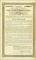 Gold Bond of the Elkhart Carriage & Motor Car Company, issued 3. January 1921