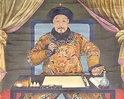 Image 17Qianlong Emperor Practicing Calligraphy, mid-18th century. (from History of painting)