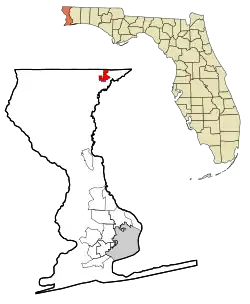 Location in Escambia County and the state of Florida