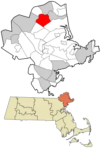 Location in Essex County and the state of Massachusetts.