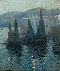 Eugène Chigot',Voiliers au Port (sailing boats in the port), 1911