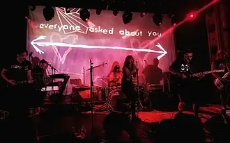 Everyone Asked About You performing in 2025. Left to right: Collins Kilgore, John Beachboard, Lee Buford, Hannah Vogan, Chris Sheppard, and Matt Bradley