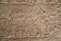 Nubian prisoners escorted by Assyrian guards out of the Egyptian city[55]