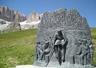 Memorial to Fausto Coppi in the Pordoi Pass