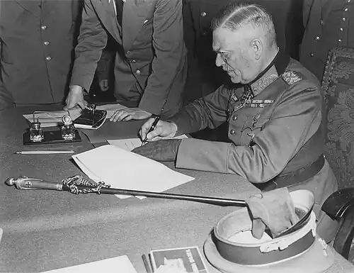 Field Marshall Keitel signs German surrender terms in Berlin 8 May 1945 - Restoration