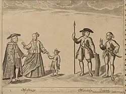 Mestizos (Left), Mardicans and Japanese (Right) inhabitants of the Philippines. from Carta Hydrographica y Chorographica de las Yslas Filipinas(1734)