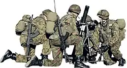 Finnish 81 KRH 71 Y mortar squad equipped with Rk 95 Tp assault rifles