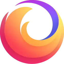 The logo for the Firefox brand of products and services, as of July 2019. It appears as if the fox was removed, but this is not the logo for the browser itself.