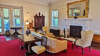 Fireplace and seating area.