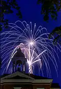 Fireworks behind Hathorn Hall in 2002