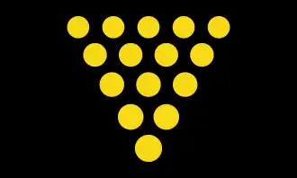 Flag of the Duchy of Cornwall: Sable, fifteen bezants in pile.