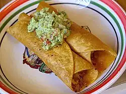 Flautas with guacamole